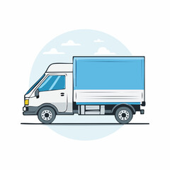 Delivery Truck Icon Flat Design Illustration of a Cargo Van for Transportation and Shipping