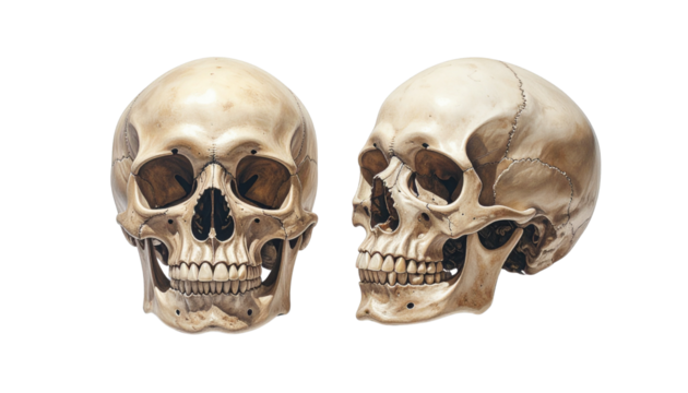 Realistic bone skull isolated on transparent background