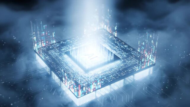 Abstract glowing light beam effect with dynamic forms and geometric patterns