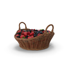 Mixed berries arranged in wicker fruit basket
