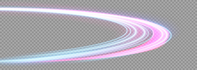 Vector dark blue abstract background with ultraviolet neon glow, blurry light lines, waves. High speed effect motion blur night lights blue and red. Magic shining neon light line trails.