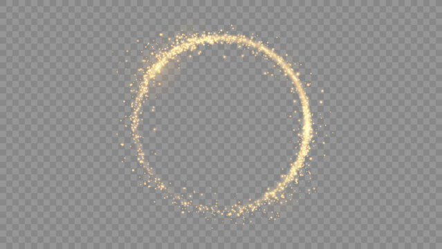 The effect of abstract white light circles on a transparent background. Stock royalty free. PNG	