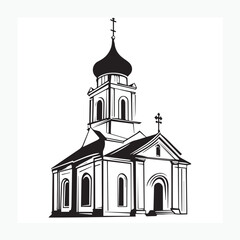 old church with white background.