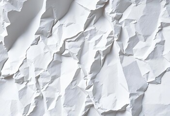 Obraz premium Close-up of a crumpled sheet of white paper, showing deep creases and texture, abstract, background