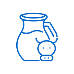 Cow Milk Icon. Simple Line Illustration of Milk Jug with Cow Head Symbol Representing Farm Fresh Milk Dairy Production, Natural Nutrition, and Agriculture.