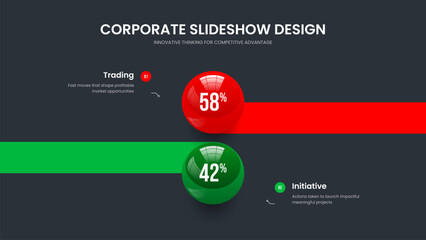 Project Solution Slide Design Vector Illustration. Enterprise Plan 2 Step Infographic Slideshow Template. Marketing Review Two Option Graph Frame Layout.