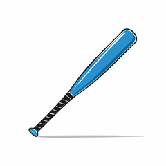 Vibrant Blue Baseball Bat Illustration with Shadow