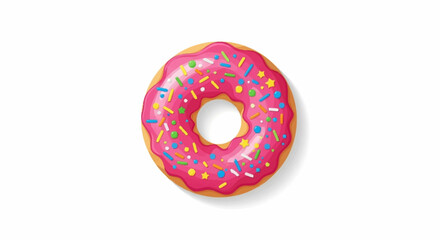 Delicious pink frosted donut with colorful sprinkles and stars, a sweet treat for any occasion, inviting indulgence and joy.