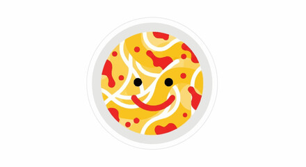 Delightful pizza face icon spreading joy and deliciousness, perfect for food blogs and restaurant branding