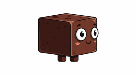 Adorable cartoon brownie character with happy expression, perfect for food branding, baking promotions, and sweet treats marketing campaigns.