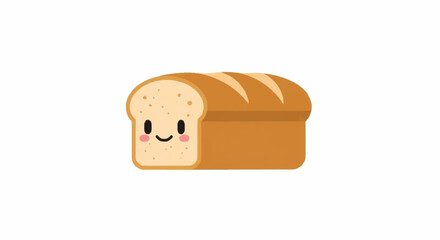 Adorable cartoon loaf of bread with a happy face, perfect for baking or food-related projects
