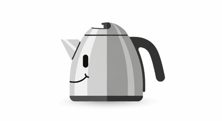 Whimsical electric kettle character with a friendly smile, perfect for kitchen decor and playful branding
