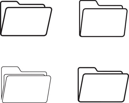 Four simple outline icons representing folders for document organization and data storage