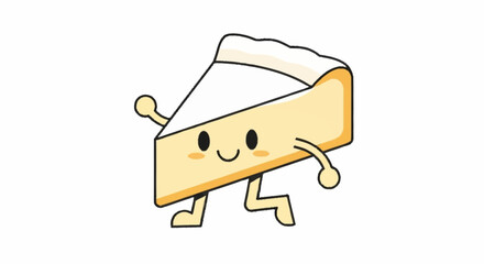 Joyful cheesecake character dancing with excitement, perfect for food marketing and playful designs