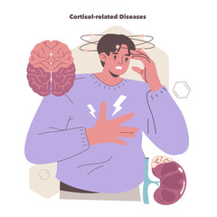 Stress and Cortisol Impact Illustrated in Vector Art