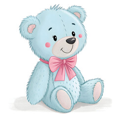 adorable light blue teddy bear with bow