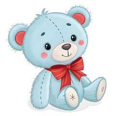 adorable light blue teddy bear with bow