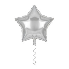 Shiny silver foil star balloon with curling ribbon © BTG
