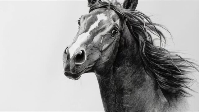 Mustang Horse Pencil Drawing - Detailed Wild Horse Sketch in Graphite