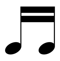 Square black sixteenth notes icon, strong beamed semiquaver pair for rhythm and melody representation, PNG with transparent background
