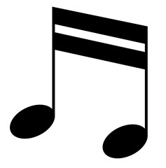 Diagonal sixteenth notes icon, double-beamed semiquaver pair with angled bar for rhythm and composition graphics, PNG with transparent background