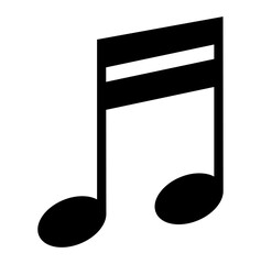 Slanted black sixteenth notes icon, tilted beamed semiquaver pair with double bar for music rhythm and notation design, PNG with transparent background