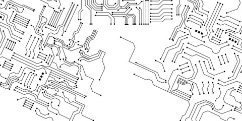 Electronic circuit board close up. Motherboard digital chip. High-tech technology background. 