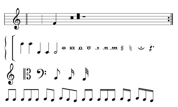 musical notes sheet collection symbols list