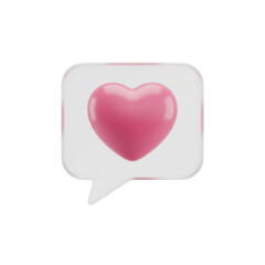 Pink heart like icon in speech bubble notification