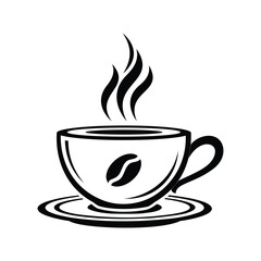 Aromatic Essence: A minimalistic depiction of a steaming coffee cup, its elegant lines and stylized steam conveying the promise of warmth and invigorating taste.