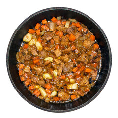Roast with meat for pilaf.Filling for pilaf.Roast meat with carrots and onions.Toasted meat background.
