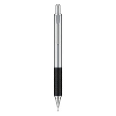 Fototapeta premium Metallic silver mechanical pencil with black rubber grip