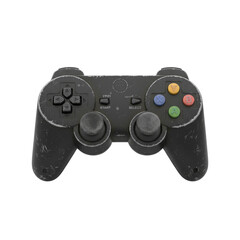 Worn and scratched old black video game controller