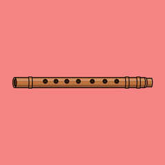 Traditional Indian Bansuri Flute Musical Instrument Vector Illustration