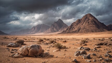 majestic desert with dry mountains