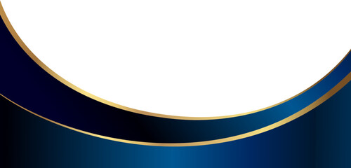 Luxury navy blue and gold foil corner border with elegant metallic luxe fold frame, smooth gradient arc and ribbon trim, perfect for premium packaging, invitations, labels and graphic templates.