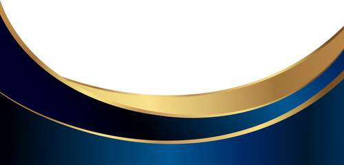 Luxury navy blue and gold foil corner border with elegant metallic ornate arc detail, smooth gradient arc and ribbon trim, perfect for premium packaging, invitations, labels and graphic templates.