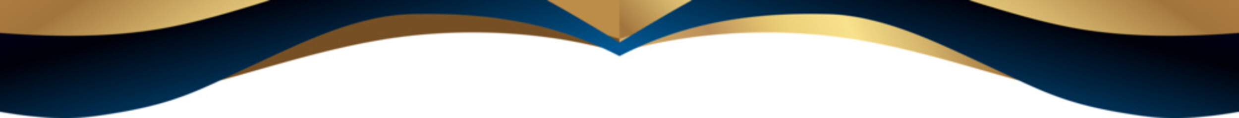 Obraz premium Luxury navy blue and gold foil corner border with elegant metallic royal flow edge, smooth gradient arc and ribbon trim, perfect for premium packaging, invitations, labels and graphic templates.