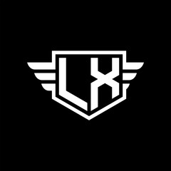 LX Logo vector image of initial shield with wing outline and simple shield