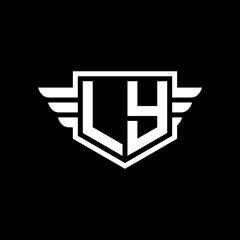 LY Logo vector image of initial shield with wing outline and simple shield