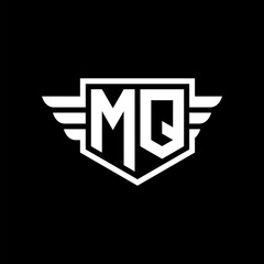 MQ Logo vector image of initial shield with wing outline and simple shield