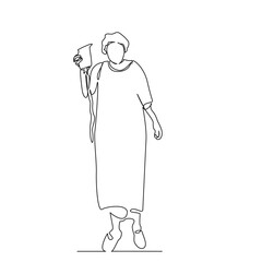 One continuous single drawing line art flat doodle disease, woman, hospital, patient, health, medicine, recovery, health care. Isolated image hand draw contour on a white background, hand drawn, not A