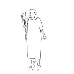 One continuous single drawing line art flat doodle disease, woman, hospital, patient, health, medicine, recovery, health care. Isolated image hand draw contour on a white background, hand drawn, not A