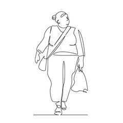 One continuous single drawing line art flat doodle fat, woman, female, body, girl, overweight, corpulent, chubby, young. Isolated image hand draw contour on a white background, hand drawn, not AI
