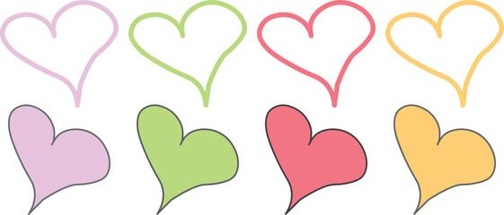 Creative Hand-Drawn Hearts Clipart Pack – An Adorable Mix of Colorful Doodle Love Symbols Ideal for Valentine Cards, Journals, and Branding