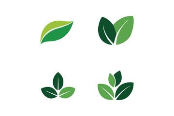 Green Leaf Logo Icon Set for Eco, Organic, and Nature Branding Design. Resize and editable, EPS 10.