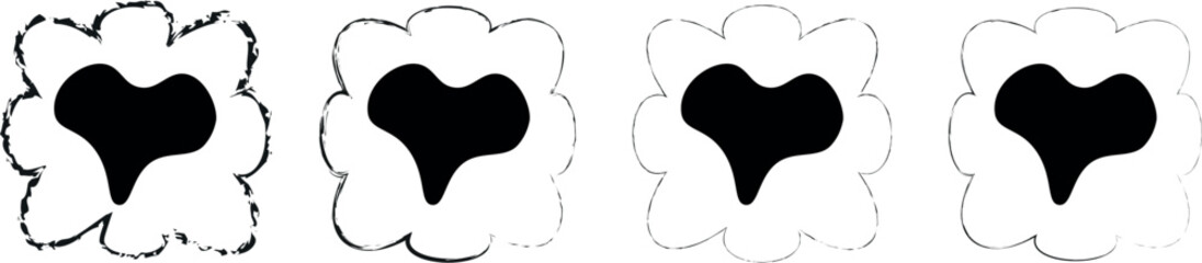 Handmade Doodle Hearts Illustration Bundle – Diverse and Black Love and Zigzag Shape Art Elements for Romantic Crafts, Digital Creations, and Valentine's Celebrations