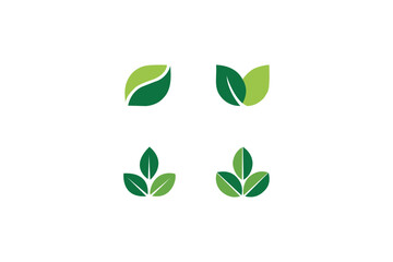 Minimal Green Leaf Logo Icon Set for Eco and Organic Branding on White Background. Resize and editable, EPS 10.