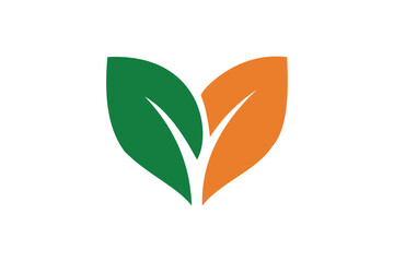 Eco Leaf Logo Design in Indian Flag Colors on White Background. Resize and editable, EPS 10.