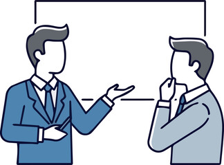 Create Businessman Explaining Simple Icon on white Background.